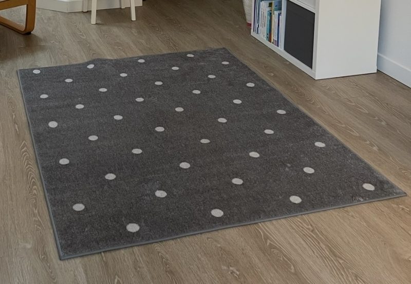 Tapis IKEA gris pois blancs neuf