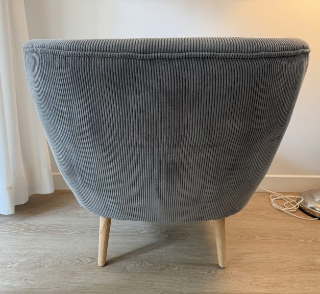 2 fauteuils velours gris cocktail scandinave comme neuf