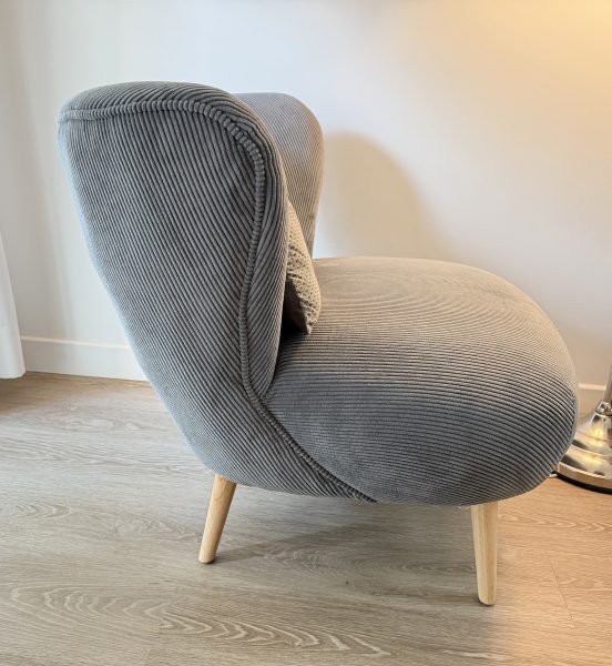 2 fauteuils velours gris cocktail scandinave comme neuf