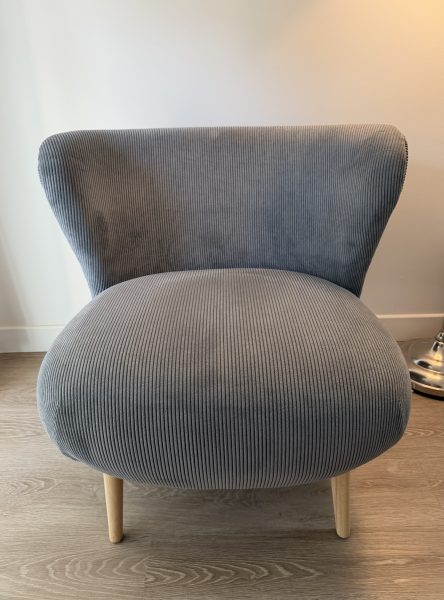2 fauteuils velours gris cocktail scandinave comme neuf