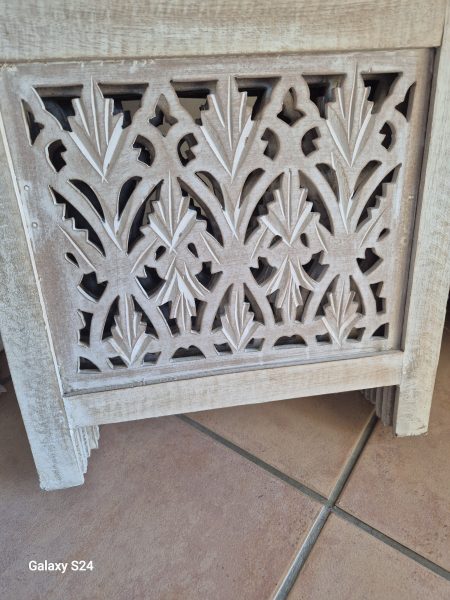 Paravent Bois 5 Panneaux avec Motif Fait Main