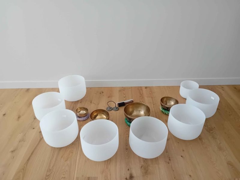 8 Bols de cristal pour sonothérapie / méditation