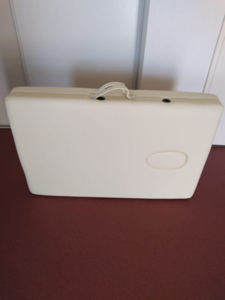 Table de massage pliante TecTake beige comme neuve + accessoires
