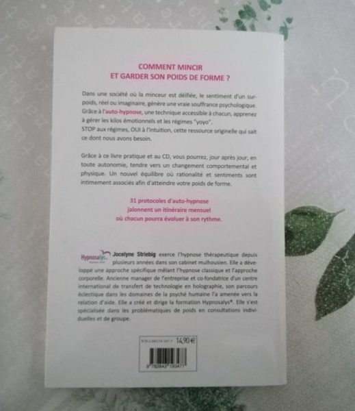 Livre Mincir et Garder son Poids de Forme avec l'Auto Hypnose Jocelyne Striebig