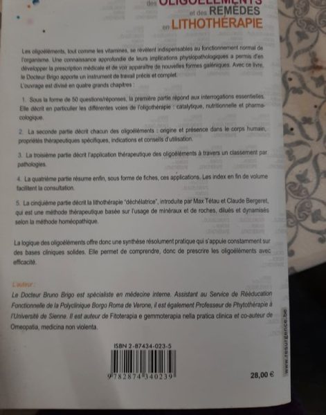 Livre Oligo-éléments et Remèdes en Lithothérapie – Docteur Brigo
